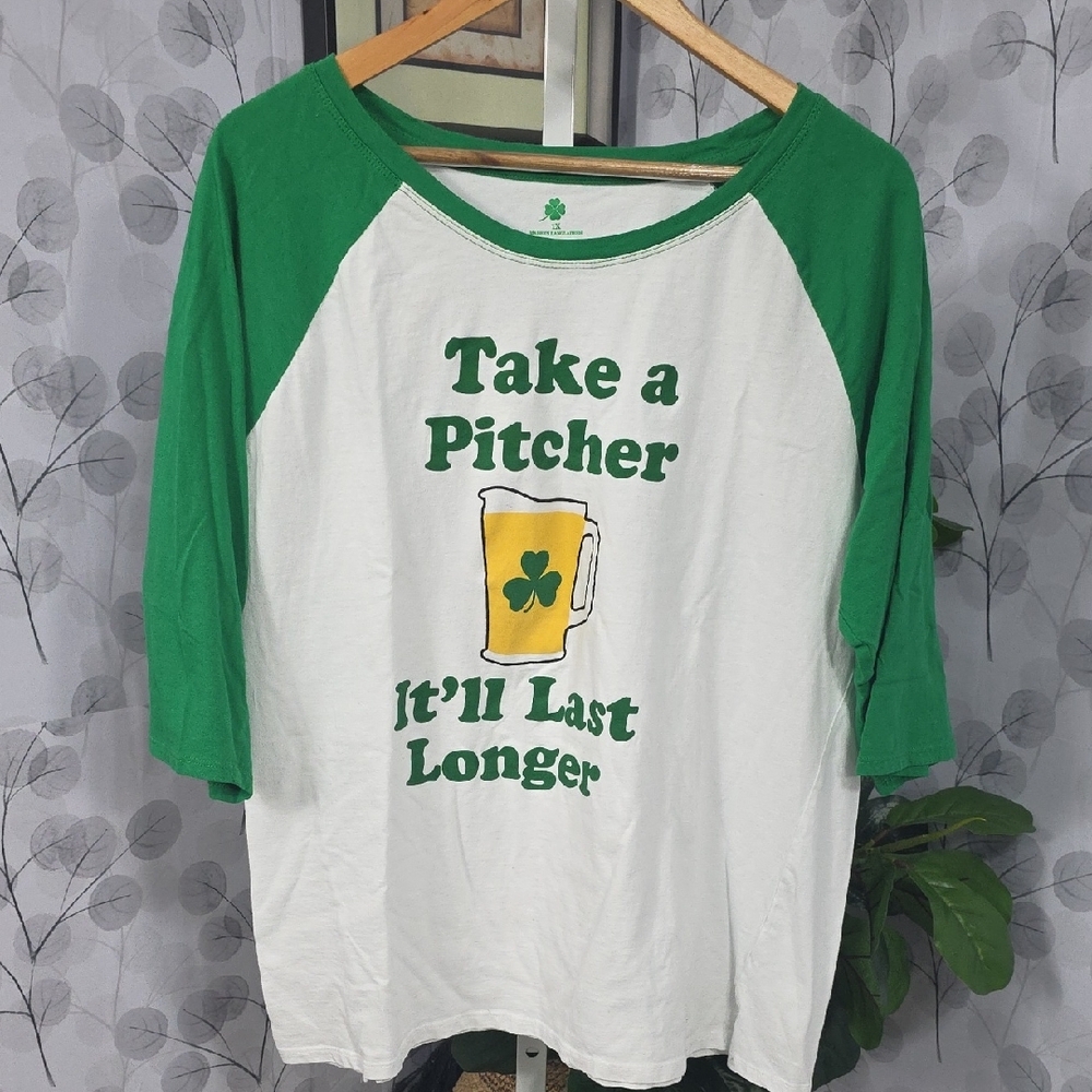 St. Patrick's Day Raglan Tee - Size 1X - Picture 4 of 9